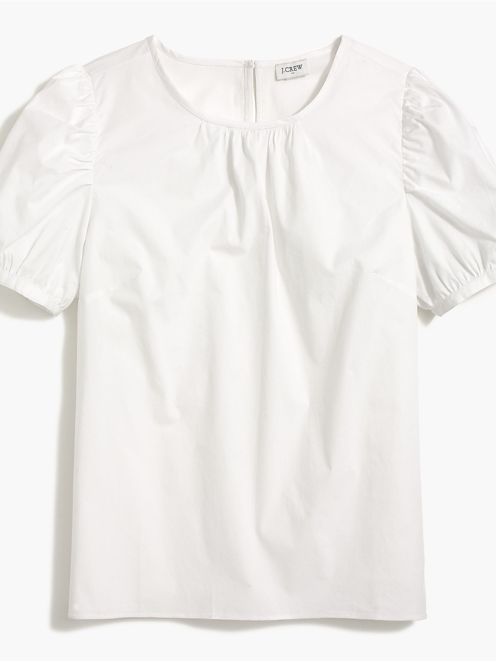 J. Crew White Short Puff-Sleeve Cotton Poplin Blouse